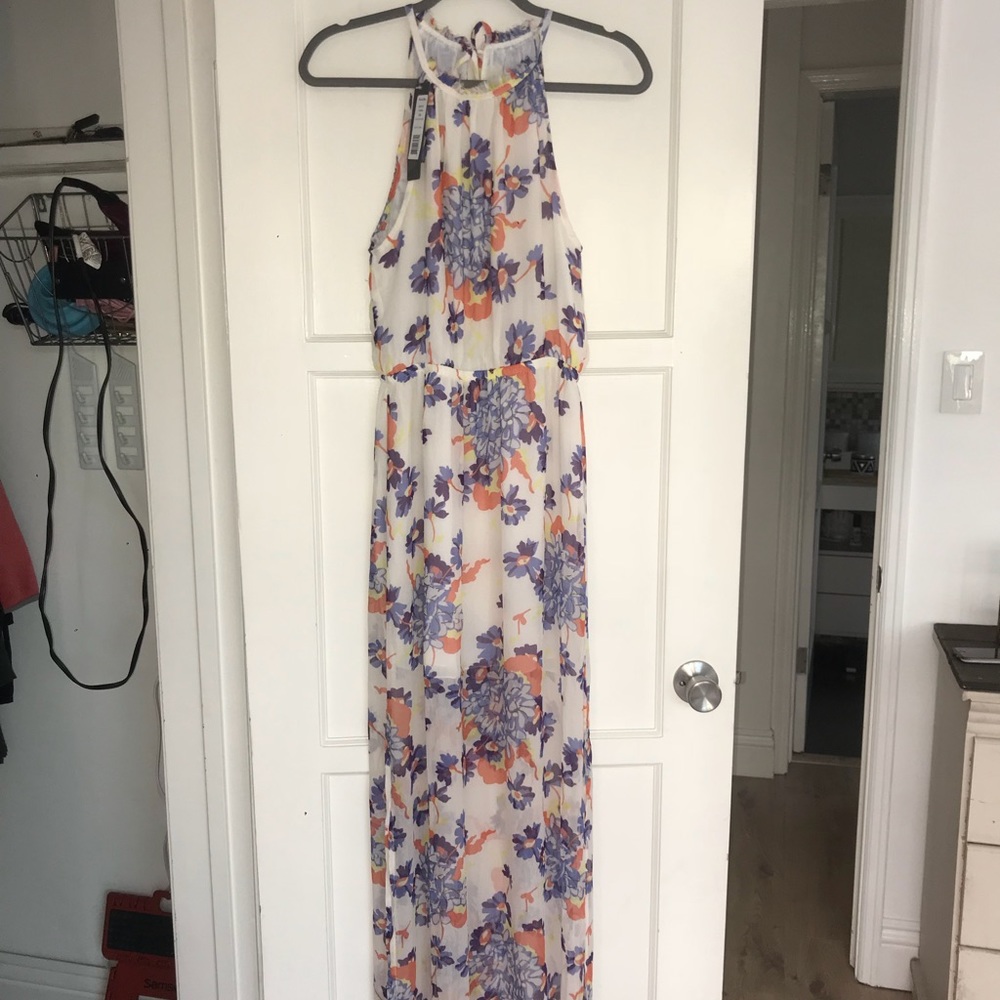 Michael Stars double slit halter floral dress